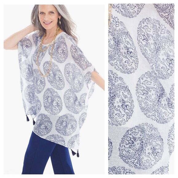 Chico's Tops - Chicos Crushed Texture Medallion Top